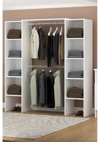 Resim Lina Askılı Açık Çift Raflı Giyinme Dolabı, Açık Gardırop, Giyinme Odası Dolabı 