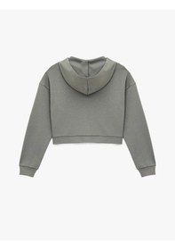 Resim Koton Fermuarlı Kapüşonlu Crop Gri Kadın Sweatshirt 6wal10483ık Gri 