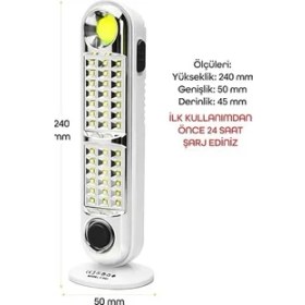 Resim Peri Store 43 LED Şarjlı Işıldak Ev Kamp Lambası Gece Feneri 2 Kademeli Elektrikli El Feneri 005 