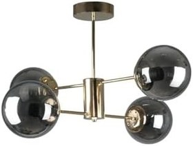 Resim Fer Avize Oscar Modern Lüks Tasarım Gold Renk Kasa Füme Camlı Salon - Mutfak - Yatak Odası 4 Lü Avize 