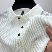 Resim Erkekler için Nefes Alabilen Jakarlı Golf Gömleği - Rahat Düz Renkli Kısa Kollu Yaka ile, Yaz Aylarında Aktiviteler İçin İdeal, Ona Mükemmel Bir Hediye, Golf Gömleği 