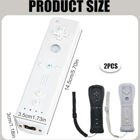 Resim 2 x Wii uzaktan kumanda: Oyun denetleyicisi WiiController kablosuz uzaktan hareket sensörü, yedek Gamepad Controller WII ve Wii konsolu için, silikon kılıf ve el kayışı (beyaz siyah) 