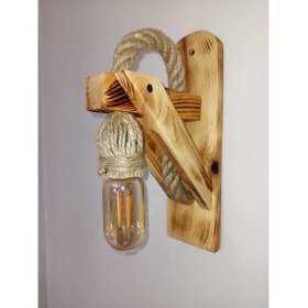 Resim Mediterian Şık Ahşap Duvar Lambası, Modern Tasarım, E27 Duy, Kahverengi Renk, Cafe ve Otel 