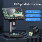 Resim Inskam Dijital Mikroskop 17.78cm HD LCD, 10.0MP Jeton Büyütücü, 50-1200X Zoom Stereo Kamera, 8 Ayarlanabilir LED Işık, PVC Malzeme, Dizüstü Bilgisayarlarla Uyumlu, Eğitim Amaçlı Optik Ürün, 14+ Yaş İçin Uygun 