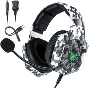 Resim Digital Computer Home Onıkuma K8 Kamuflaj Çok Yönlü Mıc USB Gaming Headset Kablolu Kulaklık-Gri (Yurt Dışından) 