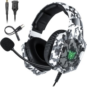 Resim Digital Computer Home Onıkuma K8 Kamuflaj Çok Yönlü Mıc USB Gaming Headset Kablolu Kulaklık-Gri (Yurt Dışından) 