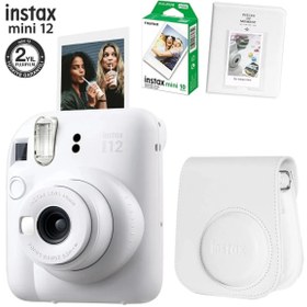 Resim Fujifilm Instax Mini 12 Beyaz Fotoğraf Makinesi 10lu Film Ve Pvc Albümlü Çantalı Set 2-fotsı00198-fb-set2 