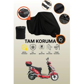 Resim Dokaca Siyah Kilit ve Arka Çanta Uyumlu Kral Motor Kr-41 Epico Uyumlu Motosiklet Brandası, Koruyucu Örtü 