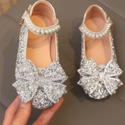 Resim Kızlar için Sparkly Rhinestone-Embellished Flats, Bow Detay ve Kapatma ile - Faux Kaplama Yuvarlak Uçlu Parti Ayakkabıları, Gençler, Dans, Rahat ve Dış Mekan Giyim için Ayakkabılar, Kızlar için Ayakkabılar, Gençler için Dans Ayakkabıları, Süslemeli Dekoratif Flats, Kauçuk Tabanlı Ayakkabılar 