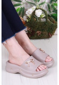 Resim Fort E461 Günlük Plaj Deniz Havuz Terliği Hafif Rahat Esnek Kadın Terlik Camel 