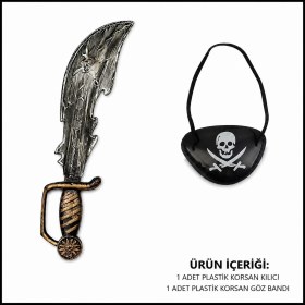 Resim Ulu Pazarlama Korsan Kılıç ve Göz Bandı Seti Eskitme (Çocuk &amp;amp; Yetişkin Uyumlu) (5570) 