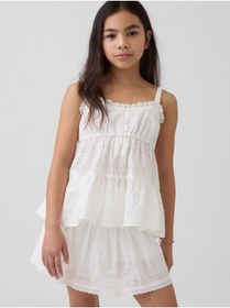 Resim GAP Kız Çocuk Beyaz Tiered Eyelet Tank Bluz 