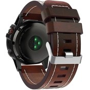 Resim Sones Garmin Descent Mk 1 26mm Dikiş Deri Çelik Toka Watch Band 