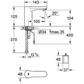 Resim Grohe 3633000 Pilli Eurosmart Cosmopolitan E Fotoselli Lavabo Bataryası 