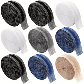 Resim 9 Paket Dikişsiz Kenar Bandı, Kendinden Yapışkanlı Kumaş Yama, Pantolon, Kot ve Uzun Pantolonlar için Uygun - Kolay Kenar Dikiş, Dayanıklı Giysi Tamir Şeritleri - Çoklu Renkler (Beyaz, Siyah, Kahverengi, Gri, Mavi) 