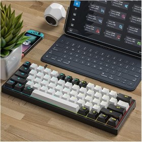 Resim coverzone Leaven K620 Type-C Kablolu Klavye Led RGB 61 Tuşlu RGB Mekanik Oyuncu Işıklı Klavye Ergonomik Tasarım Bilgisayar PC için Gaming Keyboard Siyah-Beyaz Renk Kırmızı Switch 