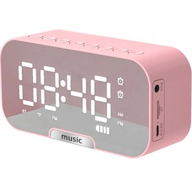 Resim Hombey Portatif Pembe Alarm Saat: Bt Hoparlör, Fm Radyo, Telefon Tutucu İle 2400mah Pil Ve Led Ekran 