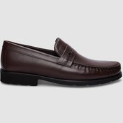 Resim %100 Hakiki Deri Kahverengi Bağcıksız Erkek Günlük Ayakkabı-kahve Rengi Kahverengi 