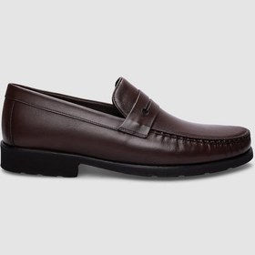 Resim %100 Hakiki Deri Kahverengi Bağcıksız Erkek Günlük Ayakkabı-kahve Rengi Kahverengi 