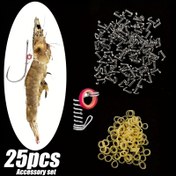 Resim 25 adet / Kutu Deniz Balıkçılığı Atma Çubuğu Canlı Karides Geri saç tokası Yay Toka Aksesuarları, Kauçuk Bandıyla Yay, Büyük, Orta ve Küçük Boyutlarda Mevcut, Çeşitli Balık Kançaları İçin Uygun, Sahil Balıkçılığı Tekne Balıkçılığı Makara Aksesuarları 