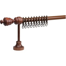 Resim Ceviz Efil Demonte Başlıklı Ahşap Rustik Perde Askısı - Raysız - 200 Cm 