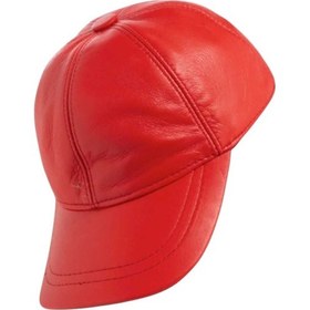 Resim Unisex %100 Deri Arkadan Ayarlanabilir Baseball Kep Şapka Kırmızı 