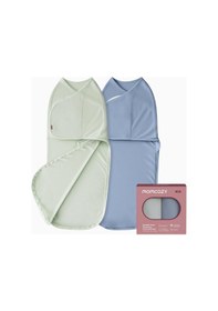 Resim Momcozy Bebek Kundağı 0-3 Ay Bambu Viskon 2 Li Set Kundak Blue-green 