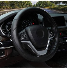 Resim 38cm Arabalar Evrensel Mikrofiber Direksiyon Kapağı Siyah 1 Adet 