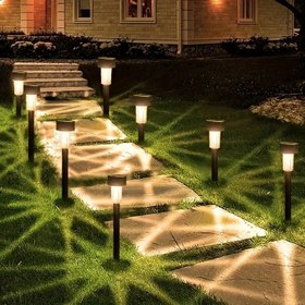 Resim 10 adet Güneş Enerjili Bahçe Lambası Dış Mekan Su Geçirmez Bahçe Gölge Lambaları Avlu Villa Dekorasyonu için 