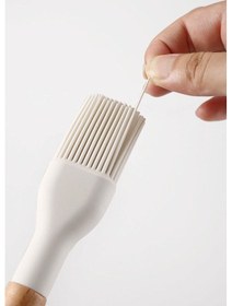 Resim Morponi Silikon Fırça Bambu Saplı Silikon Yumurta Fırçası Kremrengi 1 Adet 