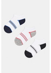 Resim Penti Erkek Çocuk Siyah Colorful Stripe 3lü Patik Çorap Beyaz 