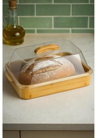 Resim Bambum Modica - Akrilik Kapaklı Bambu Kek Fanusu Dikdörtgen Küçük Bambu 