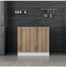 Resim Minar Mutfak Alt Modül 2k 90cm Evye Dolap Beyaz/dore - D1 