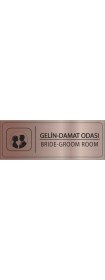 Resim Mayeka Gelin Damat Odası Isimlik Bronz Metal Kapı Isimliği Levhası Yönlendirme Tabelası 
