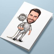 Resim Boya Yapan Erkek Karikatürlü Tebrik Kartı 