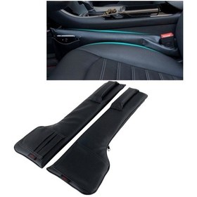 Resim Bir Çift Evrensel Araba Koltuk Catcher Gap Konsolu Dolgu Koltuk Yan Cep Organizatör Catcher Sızdırmaz Koltuk Crevice Saklama Torbaları Black 