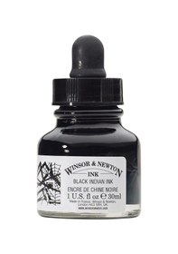 Resim Winsor Newton Drawing Ink 30ml Damlalıklı Çizim Mürekkebi Black Indian / Diğer 