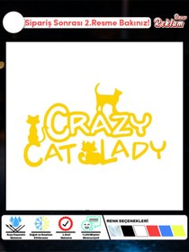 Resim Onur Reklam Crazy Cat Lady Sticker – Sevimli Kedi Temalı Mizahi Sticker 