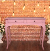 Resim ROYS AHŞAP Ahşap 100 Cm Çekmeceli Pembe Eskitme Dresuar 