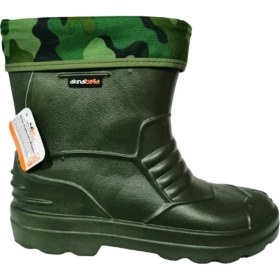 Resim Akınalbella Haki Çoraplı Eva Ultra Hafif Poli Taban Kısa Yağmur Çizmesi 