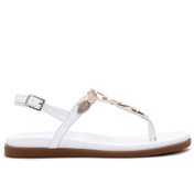 Resim Women's White Ankle Strap Flip Flop Leather Sandals Derimod