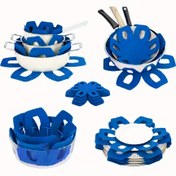 Resim 6 adet çok renkli altıgen yer minderi açık hava pişirme yalıtım matı 