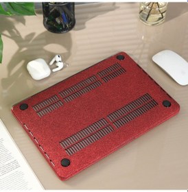 Resim Apple Uyumlu MacBook Air 13 Kılıf Simli Parlak Vinil Sert Hard Case Tpu Taban İnce Hafif A2337 A2179 A1932 Bordo 
