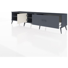 Resim Hyperion Tv Ünitesi 2 Raflı Tek Çekmeceli Tek Kapaklı 220x44x51 Antrasit-aytaşı/antrasit Aytası/antrasıt - Antrasıt 
