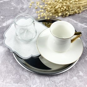 Resim Weare2 Siyah ve Gümüş Gri Renkli Nakışlı 2'li Kokteyl Peçetesi 