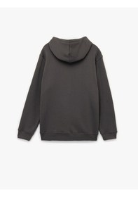 Resim Koton Uzun Kollu Şardonlu Fermuarlı Kanguru Cepli Sweatshirt Antrasit 6wam70018mk Antrasit 