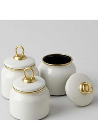 Resim Emaye Baharatlık Seti -saklama Kabı Ekru Renk Ekru 