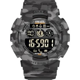 Resim Hanyang Camo Gri Smael Erkek Askeri Ordu Kamuflaj Kol Saati LED Ekran Saatler Chronograph Spor Kol Saatleri Erkek Dijital Saatler Erkekler Için (Yurt Dışından) 