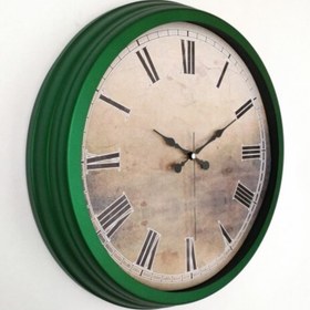 Resim Bahat Salon Ofis Duvar Saati Yeşil Alüminyum Çerçeve 40 Cm Camlı 
