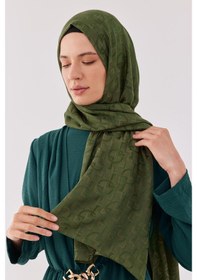 Resim Mirsoy Scarf Daka Desen Parlak Jakar Şal - Yeşil Yeşil 